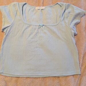 Gap Light Blue Cotton Top with Bow